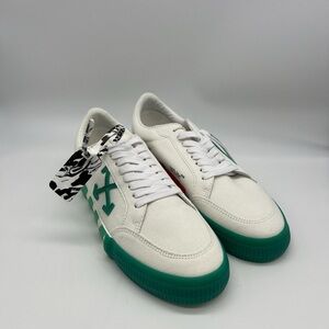 Off-White Vulcanized Green and White Sneakers